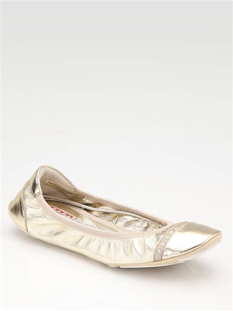 prada scrunch leather ballet flat|Prada Ballet Flats .